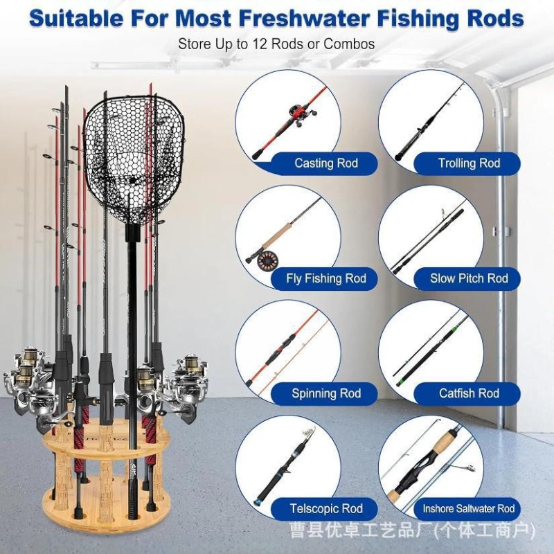 Round Solid Wood Fishing Rod S - Fishing Rod Rack recension och pris